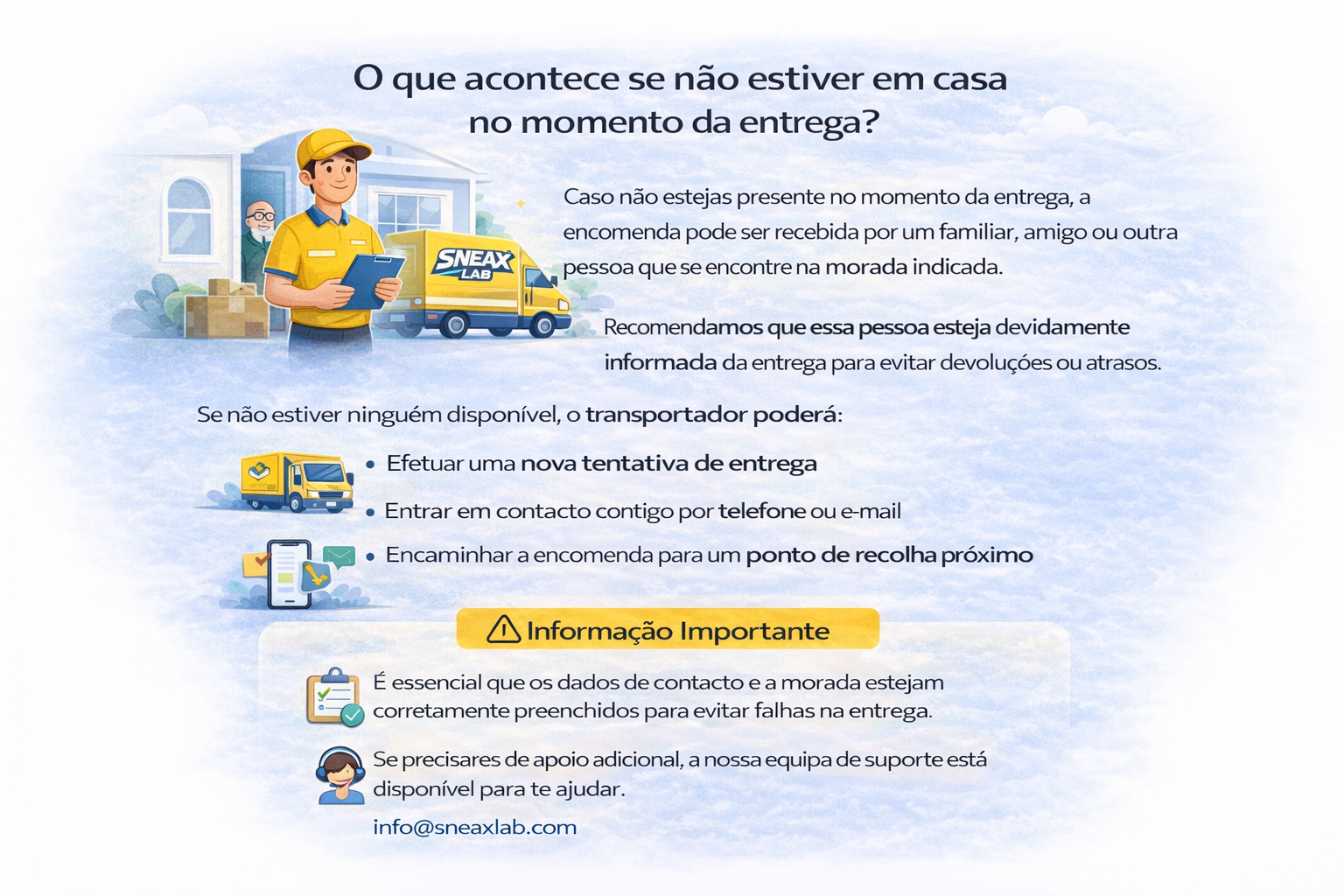 O que acontece se não estiver em casa no momento da entrega?