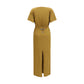 Brown Cotton Casual Dress