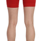 Red Mid Waist Cotton Stretch Slim Mini Shorts