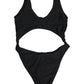 Black Cutout Logo One Piece Swimsuit Swimwear