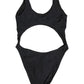 Black Cutout Logo One Piece Swimsuit Swimwear