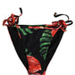 Black Floral Print Nylon Beachwear Bikini Bottom