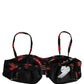 Black Floral Print Underwire Beachwear Bikini Top