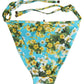 Blue Floral Print Nylon Beachwear Bikini Bottom