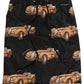 Black Car Print Swim Trunk Beachwear Swimwear