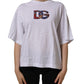 White Logo Patch Cotton Crew Neck T-shirt