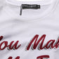 White Graphic Print Cotton Crew Neck T-shirt