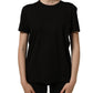 Black Cotton Crew Neck Short Sleeves T-shirt