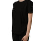 Black Cotton Crew Neck Short Sleeves T-shirt