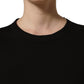 Black Cotton Crew Neck Short Sleeves T-shirt