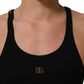 Black DG Logo Cotton Ribbed Tank Top T-shirt