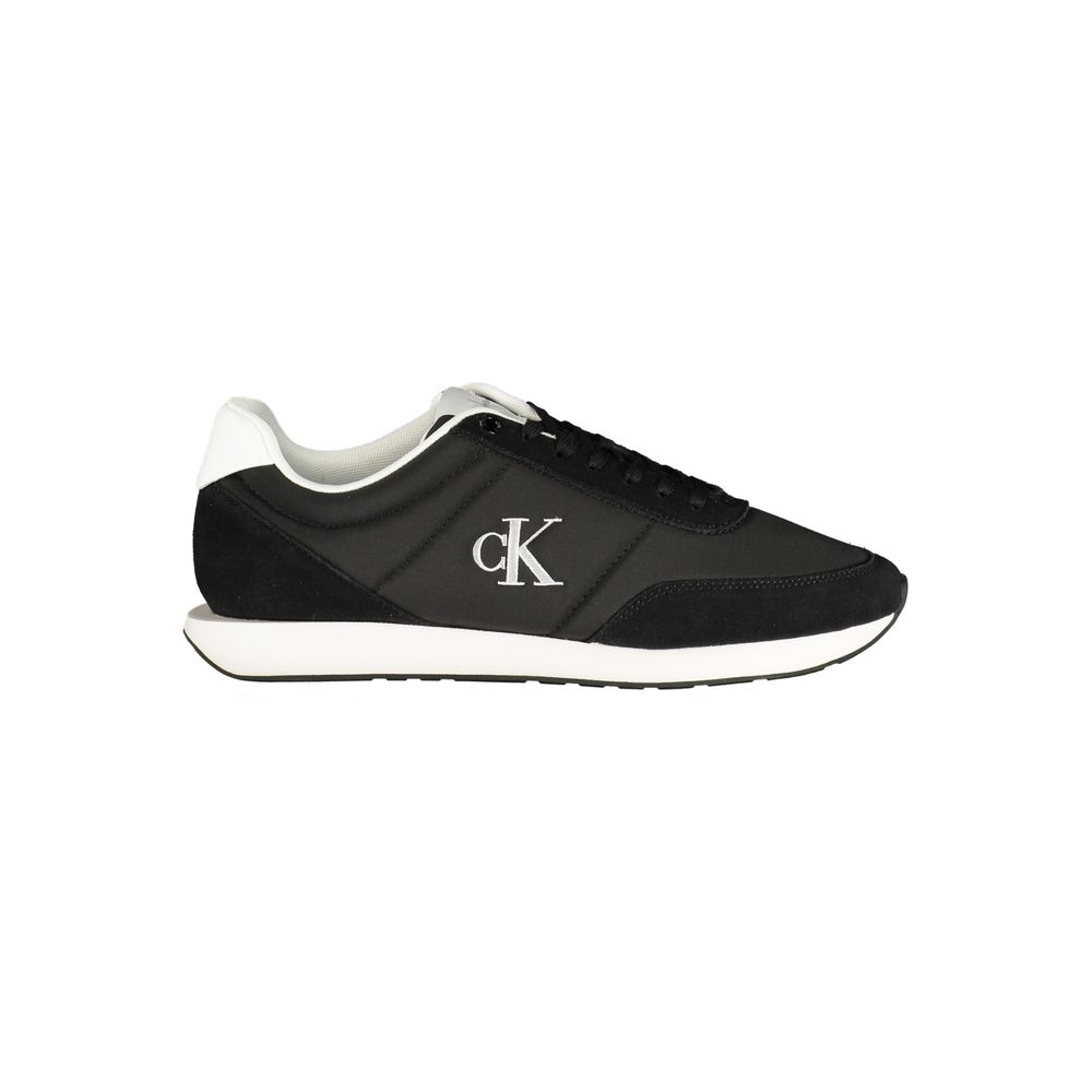 Black Polyester Athletic Sneakers