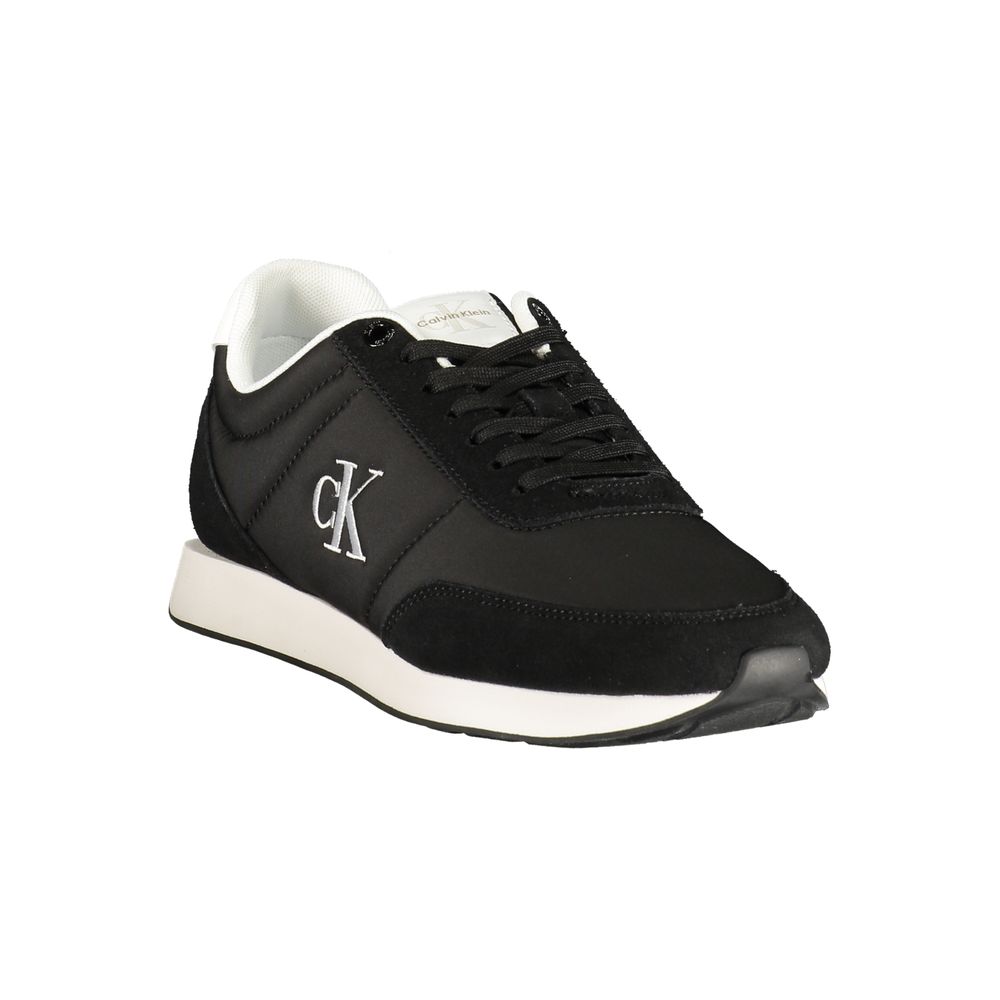 Black Polyester Athletic Sneakers