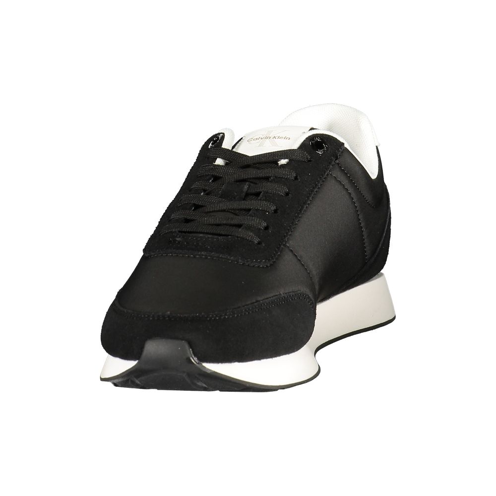 Black Polyester Athletic Sneakers