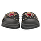 Black Heart Patch Rubber Calfskin Slippers Shoes