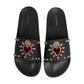Black Heart Patch Rubber Calfskin Slippers Shoes