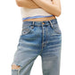 Blue Recycled Cotton Boyfriend Jeans