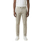 Beige Cotton Skinny Pants