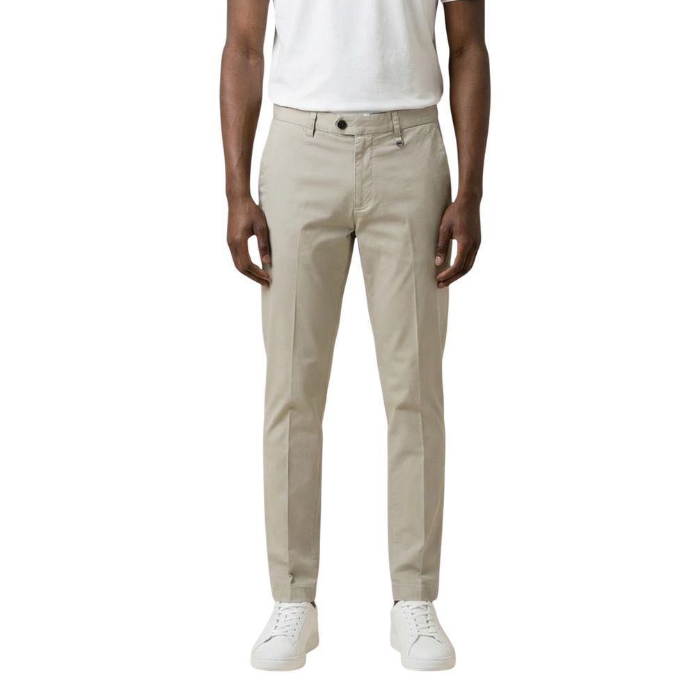 Beige Cotton Skinny Pants