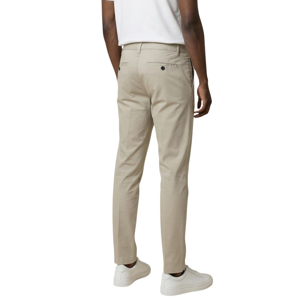 Beige Cotton Skinny Pants