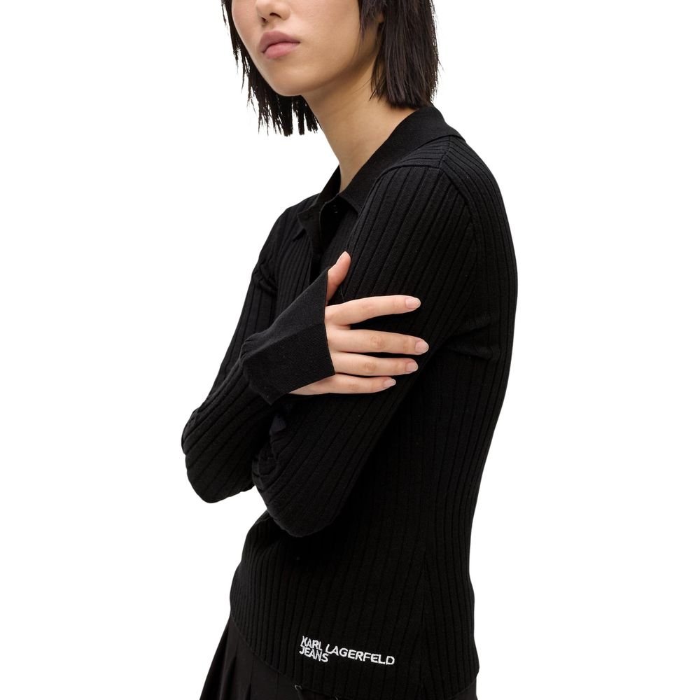 Black Viscose Long Sleeve T-Shirt