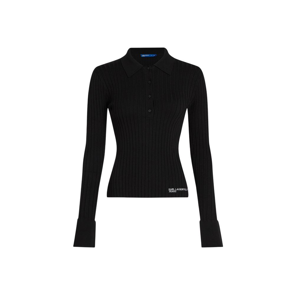 Black Viscose Long Sleeve T-Shirt