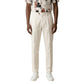 Beige Cotton Casual Pants