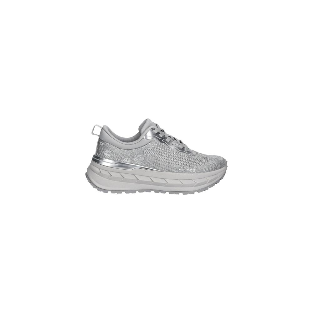 Silver Polyester Chunky Sneakers