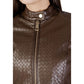 Brown Polyethylene Biker Jacket