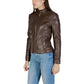Brown Polyethylene Biker Jacket