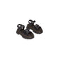 Black Leather Flat Sandals