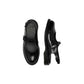 Black Leather Flat Sandals