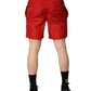 Red Polyester Drawstring Beach Shorts Swimwear