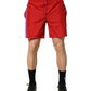 Red Polyester Drawstring Beach Shorts Swimwear