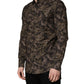 Brown Camouflage Long Sleeve Men Dress Shirt