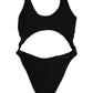 Black Cutout Logo One Piece Swimsuit Swimwear
