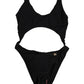 Black Cutout Logo One Piece Swimsuit Swimwear
