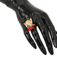 Gold Brass Resin Beige Dog Pet Branded Accessory Ring