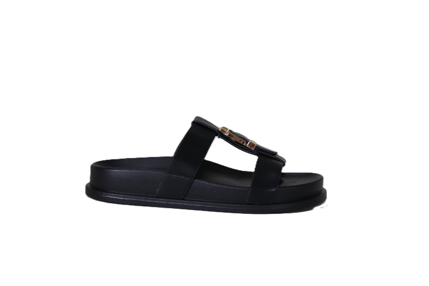 Chinelo com Fivela Dourada